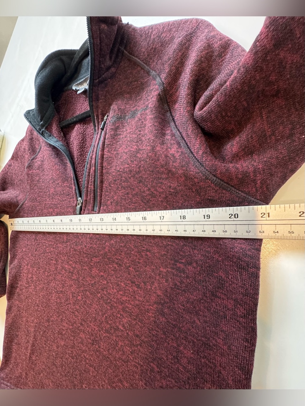 Eddie Bauer Men’s Medium Burgundy Quarter Zip Fleece Pullover - Picture 5 of 11